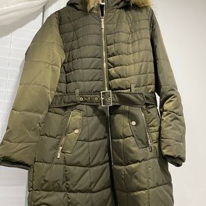 Karl Lagerfeld Winter Coat Green Parka Material